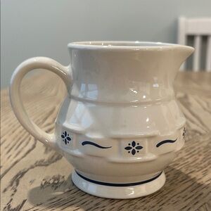 Longaberger woven traditions Classic blue Ceramic small  creamer or pitcher